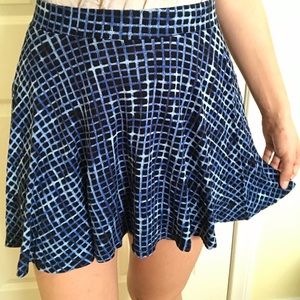 Flirty Cute Skirt, blue and black pattern
